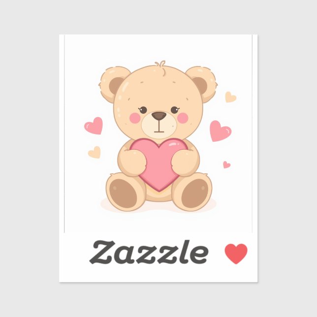 Cute Teddy Bear Holding Heart – Valentine Love Ill Sticker (Sheet)