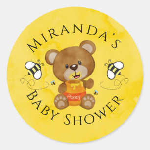 Cute Teddy Bear Honey Bumblebee Baby Shower Classic Round Sticker