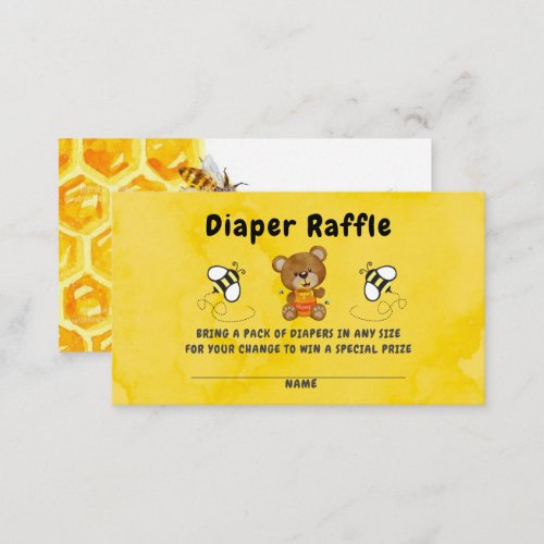 Cute Teddy Bear Honey Bumblebee Diaper Raffle  Business Card