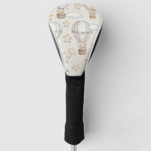 Cute Teddy Bear Hot Air Balloon Neutral Pattern 1 Golf Head Cover