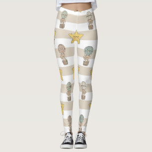 Cute Teddy Bear Hot Air Balloon Neutral Pattern 1 Leggings