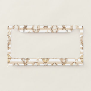 Cute Teddy Bear Hot Air Balloon Neutral Pattern 5 License Plate Frame