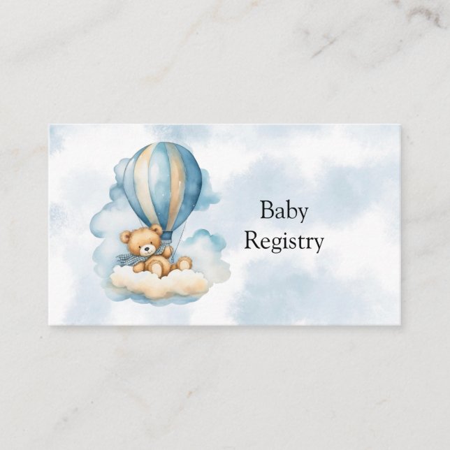 Cute Teddy Bear Hot Air Balloons Baby Registry Enclosure Card (Front)