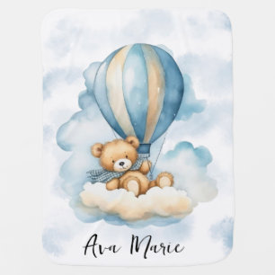 Cute Teddy Bear Hot Air Balloons Baby Shower Blanket
