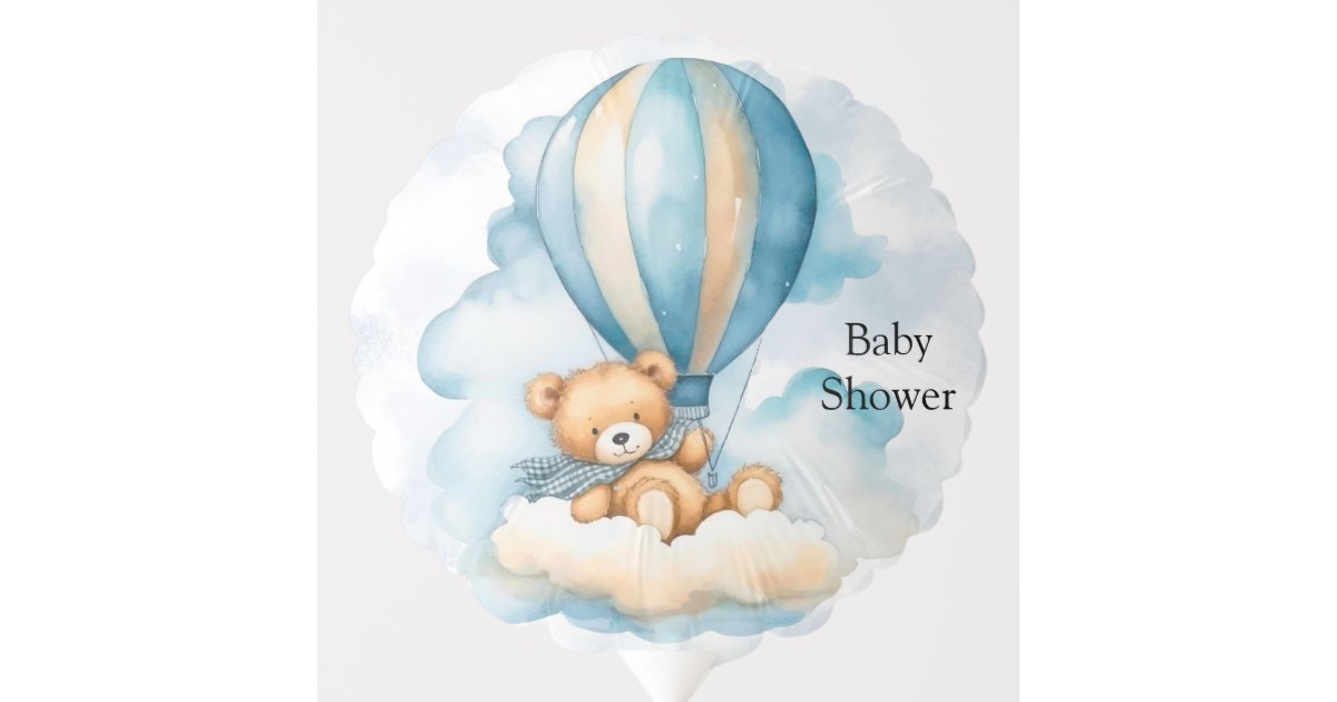 Cute Teddy Bear Hot Air Balloons Boy Baby Shower | Zazzle