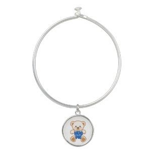 Cute Teddy Bear Hug Me Embroidery Style Cute Bear Bangle Bracelet