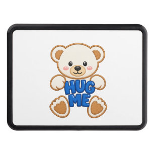 Cute Teddy Bear Hug Me Embroidery Style Cute Bear Hitch Cover