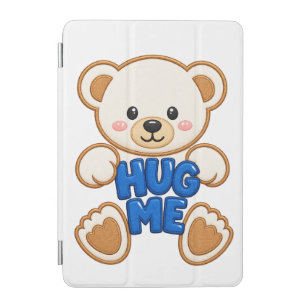 Cute Teddy Bear Hug Me Embroidery Style Cute Bear iPad Mini Cover