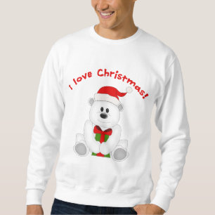 Cute Teddy Bear I Love Christmas Art Sweatshirt