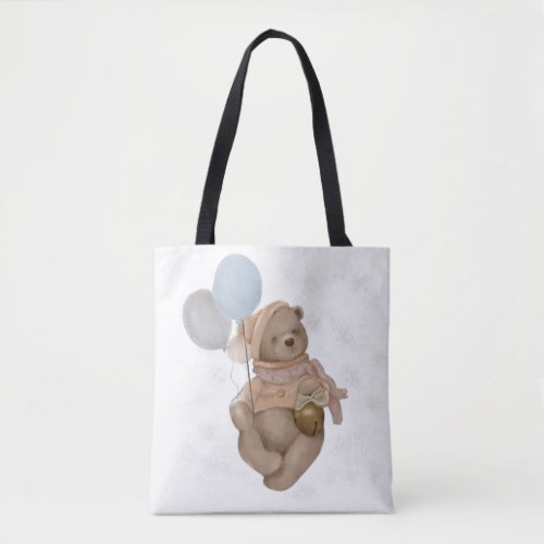  Cute teddy bear in a pink suit with balloons Larg Tote Bag