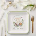 Cute Teddy Bear In Flower Basket Green Baby Shower Paper Plates<br><div class="desc">Cute Teddy Bear in flower Basket Collection- it's an elegant watercolor illustration of baby bear in floral basket, surrounded by flowers and butterfly. Perfect for your pastel theme baby shower and parties. It’s very easy to customize, with your personal details. If you need any other matching product or customization, kindly...</div>