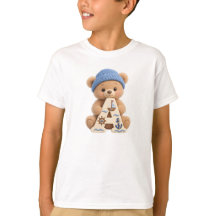 Cute Teddy Bear Initial A Sailor Boys T-Shirt