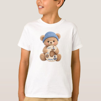 Cute Teddy Bear Initial C Sailor Boys T-Shirt