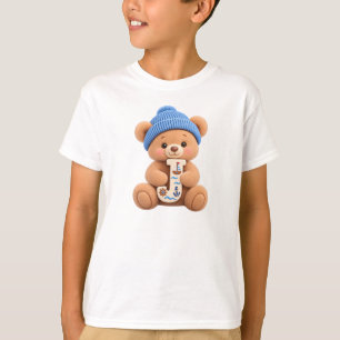 Cute Teddy Bear Initial J Sailor Boys T-Shirt