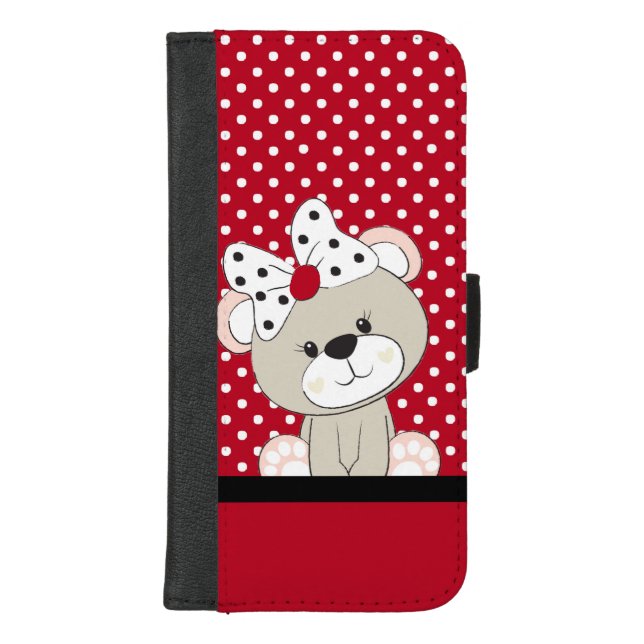 cute teddy bear iPhone wallet case (Front)