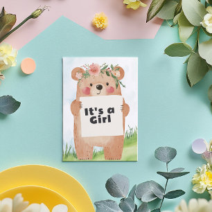 Cute teddy bear It’s a girl Baby Shower Invitation