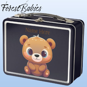 Cute Teddy Bear Kids Animal Cartoon Graphic 🧸 Metal Lunch Box