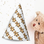 Cute Teddy Bear Kids Birthday Party Hat<br><div class="desc">Cute birthday party hats for kids. This cute brown teddy bear pattern is perfect for children party.</div>