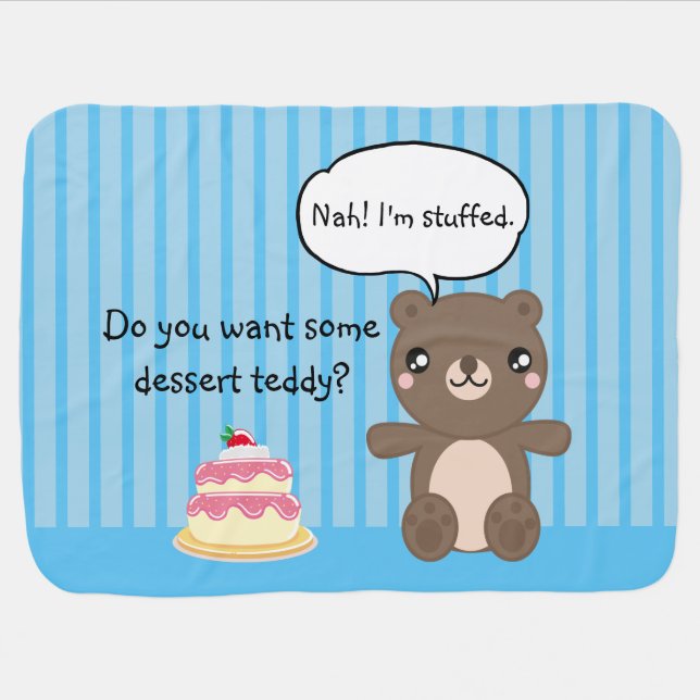Cute Teddy Bear Kids Funny Joke  Baby Blanket (Horizontal)