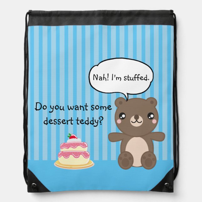 Cute Teddy Bear Kids Funny Joke  Drawstring Bag (Front)