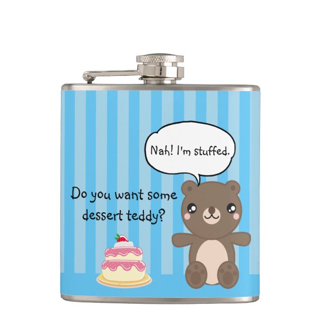Cute Teddy Bear Kids Funny Joke  Flask (Front)