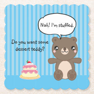 Cute Teddy Bear Kids Funny Joke  Paper Coaster