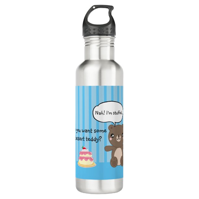 Cute Teddy Bear Kids Funny Joke  Stainless Steel Water Bottle (Front)