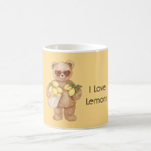 Cute Teddy Bear Lemons Heart Glasses Coffee Mug