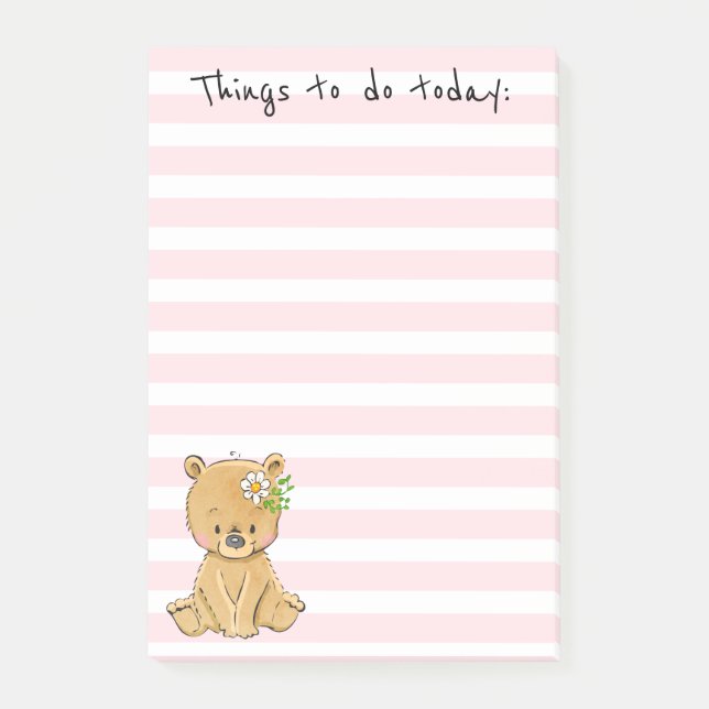 Cute Teddy Bear List Post-it Notes (Front)