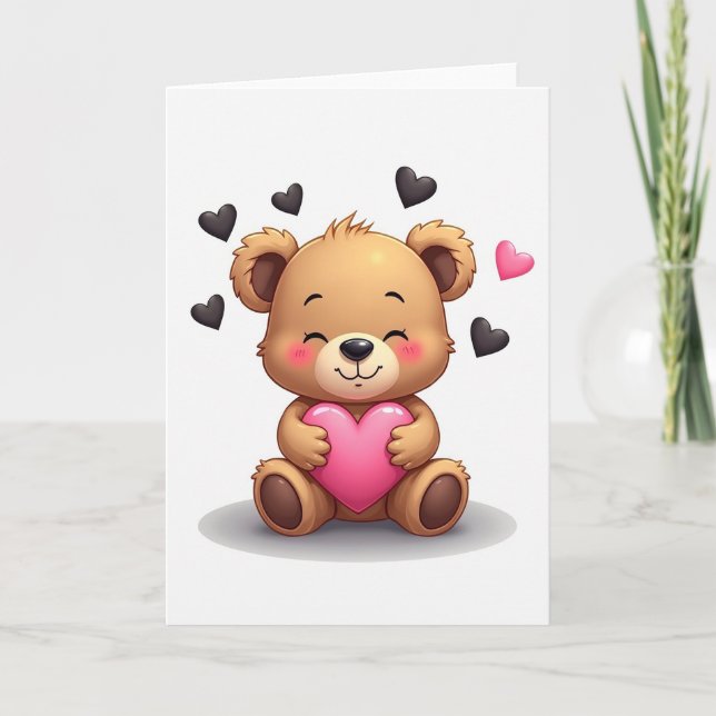 Cute Teddy Bear Love Card (Front)