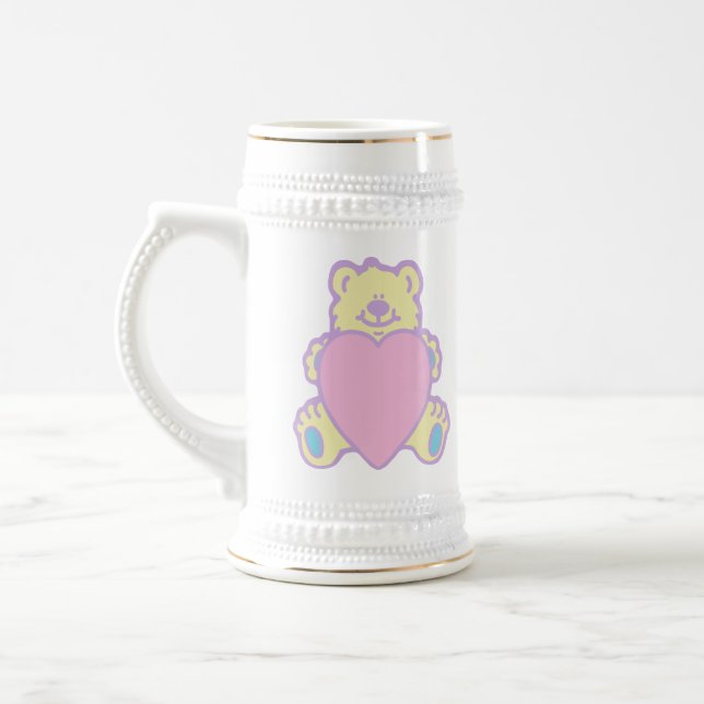 Cute Teddy Bear Love Heart Beer Stein (Left)