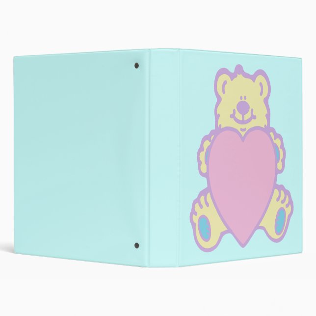 Cute Teddy Bear Love Heart Binder (Background)