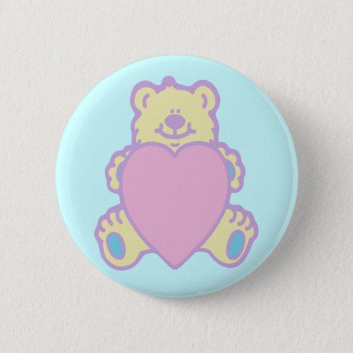 Cute Teddy Bear Love Heart Button