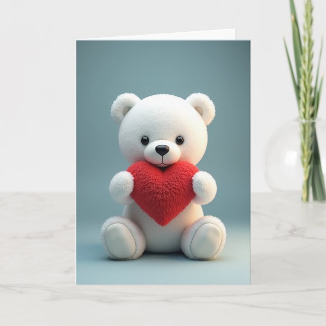 Cute Teddy Bear Love Heart Card (Front)