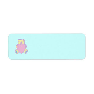 Cute Teddy Bear Love Heart Label