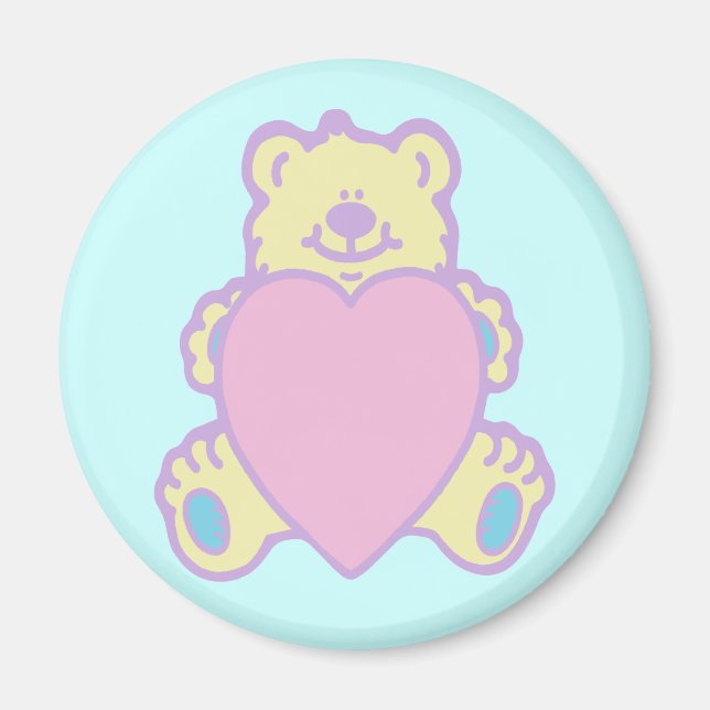 Cute Teddy Bear Love Heart Magnet (Front)