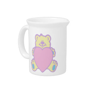 Cute Teddy Bear Love Heart Pitcher