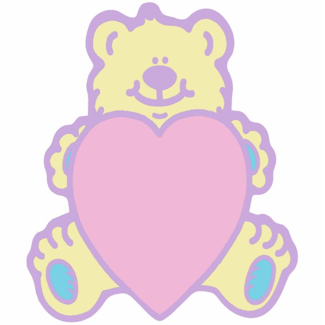 Cute Teddy Bear Love Heart Statuette (Front)