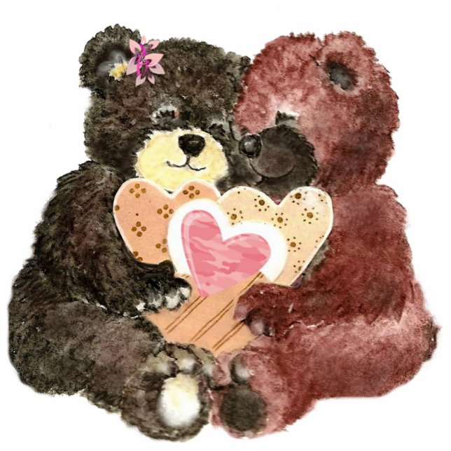 Cute Teddy Bear Love, Hearts and Hugs Cutout (Front)