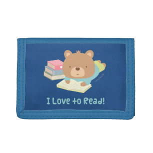 Cute Teddy Bear Loves To Read For Kids Trifold Wallet