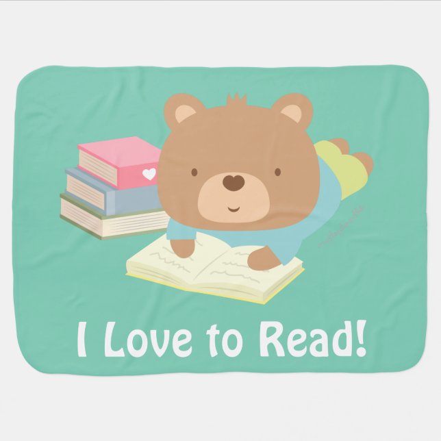 Cute Teddy Bear Loves To Read For Toddlers Stroller Blanket (Horizontal)