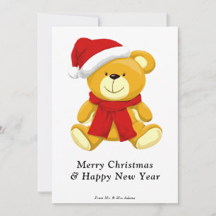 Cute Teddy Bear Merry Christmas Holiday Card