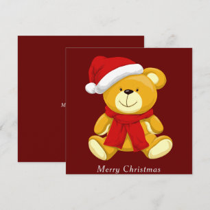 Cute Teddy Bear  Merry Christmas Holiday Cards