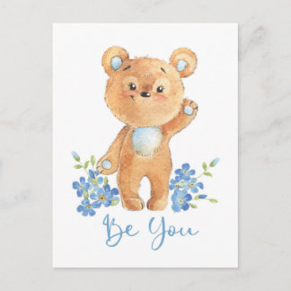 Cute Teddy Bear motivation card Be you