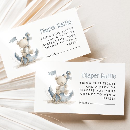 Cute Teddy Bear Nautical Baby Shower Diaper Raffle