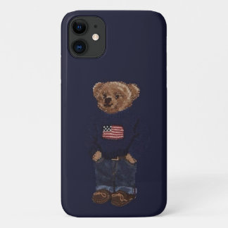 Cute Teddy Bear Navy Blue iPhone 11 Phone Case