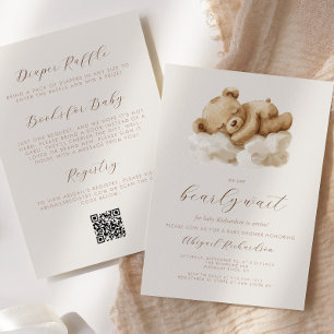 Cute Teddy Bear Neutral All-in-One Baby Shower Invitation