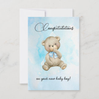 Cute Teddy bear new baby boy congratulations cards