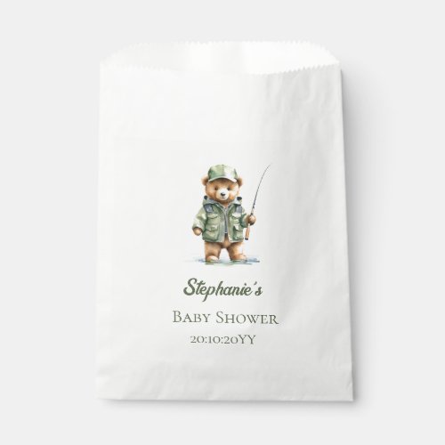 Cute Teddy Bear Oh Boy Fisherman Baby Shower Favor Bag