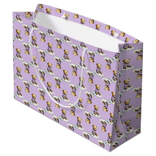 Cute Teddy Bear on a Cloud Purple PJs Large Gift Bag